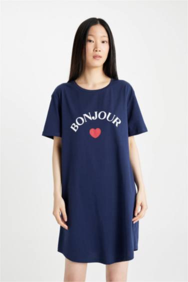 Fall in Love Printed Short Sleeve Cotton Nightgown