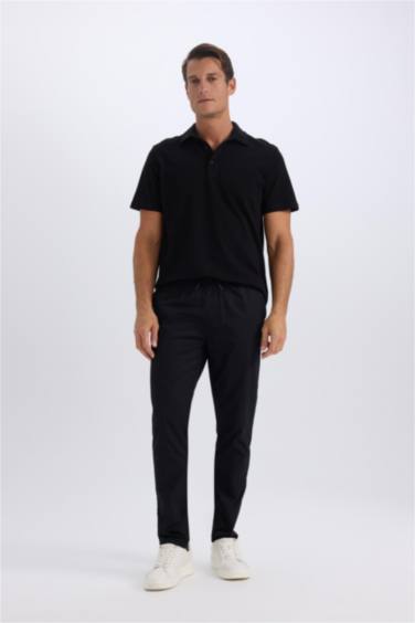 Джоггеры с узкими штанинами из габардина