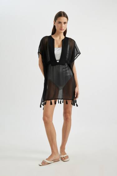 Fall in Love Black Chiffon Kimono