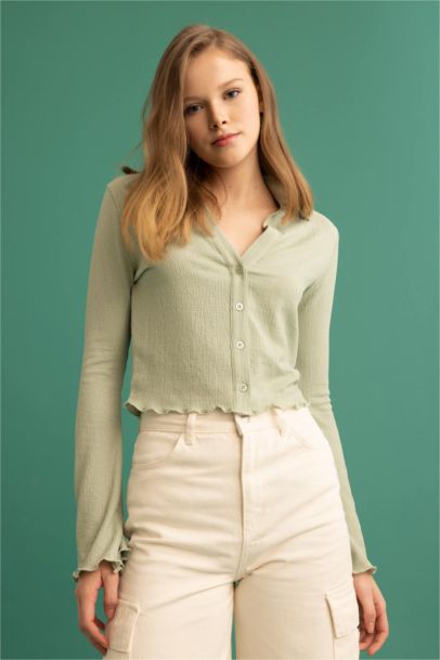 Coool Fitted Shirt Collar Long Sleeve Shirt