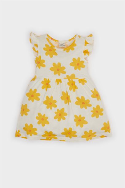 Baby Girl Floral Patterned Short Sleeve Dress