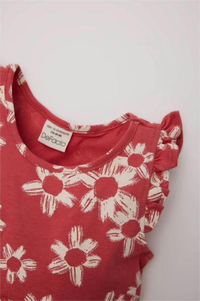 Regular Fit Printed Short Sleeve Knitted Dress