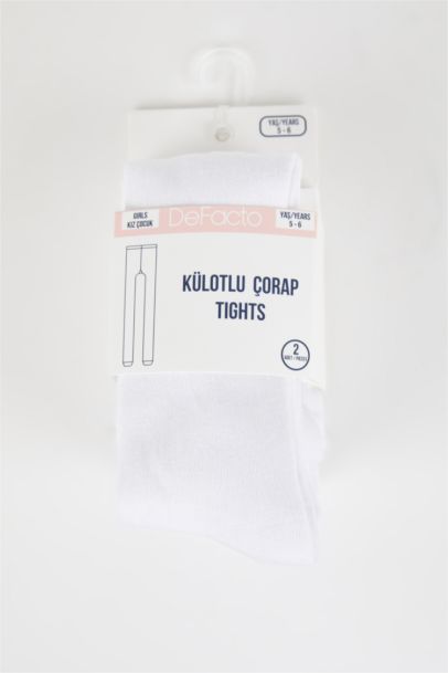 Girls 2 Pack Cotton Pantyhose