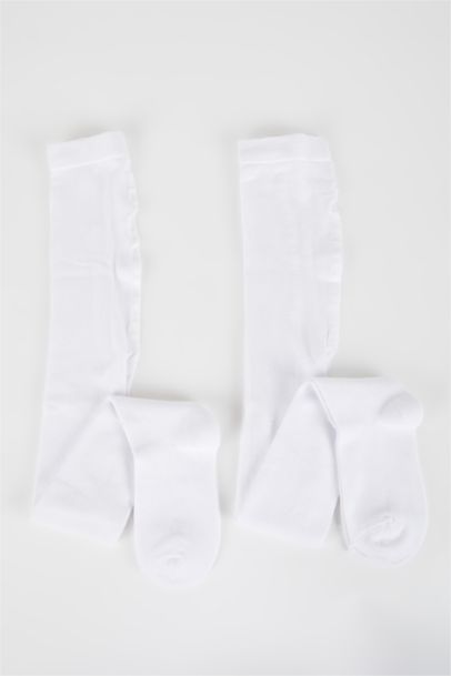 Girls 2 Pack Cotton Pantyhose