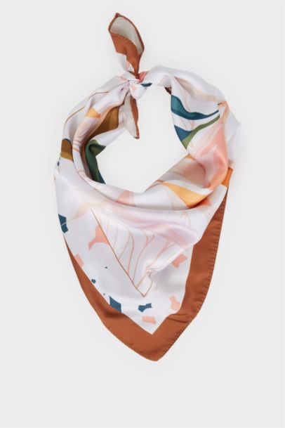 Kadın Desenli Saten Fular