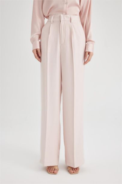 Pantolon Wide Leg Yüksek Bel Cepli Geniş Bol Paça