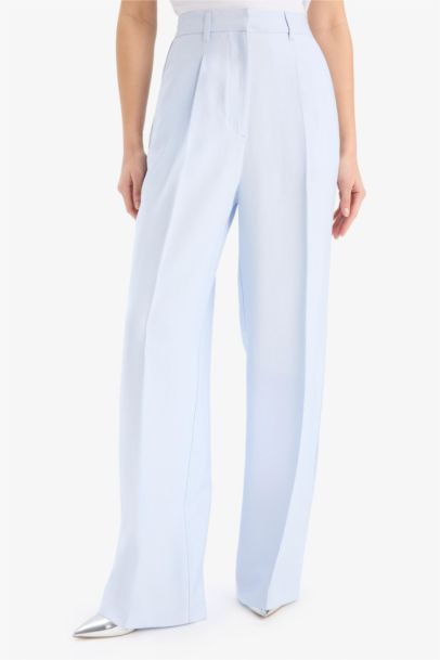 Afra x DeFacto Wide Leg Tensel Kumaş Palazzo Pantolon Cepli Yüksek Bel Geniş Paça