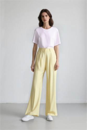 Pantalon large taille haute en Tencel avec poches Afra x Defacto