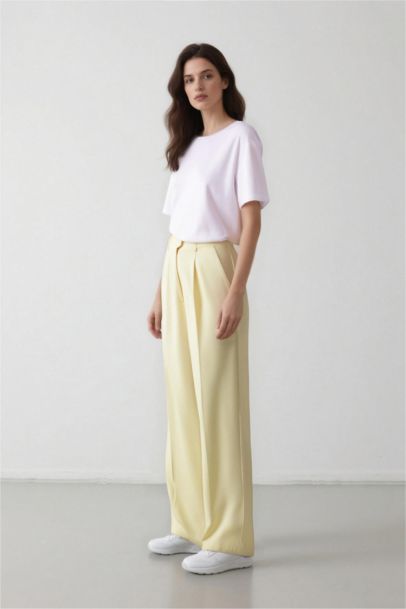 Pantalon large taille haute en Tencel avec poches Afra x Defacto