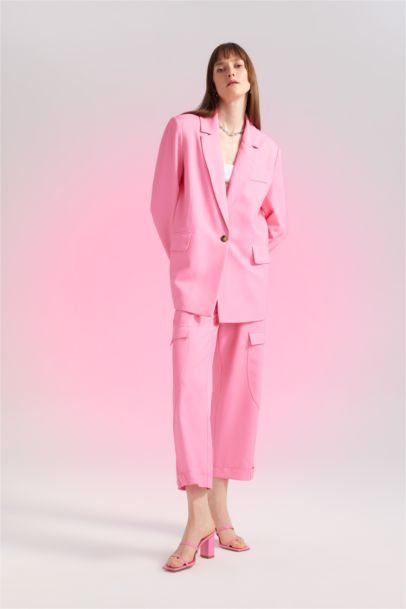 Straight Fit Cargo Pocket Normal Waist Long Trousers