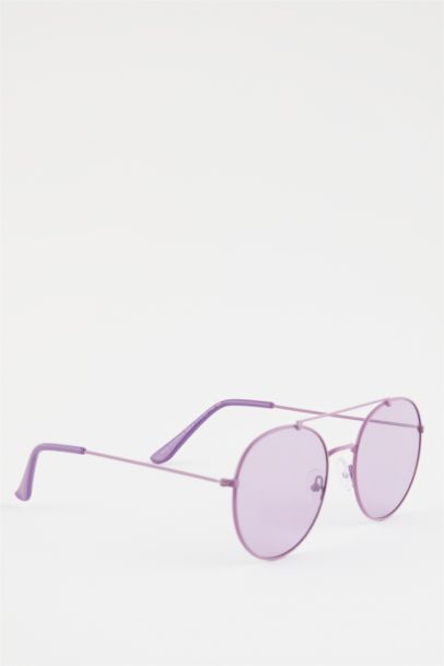 Woman Round Metal Sunglasses