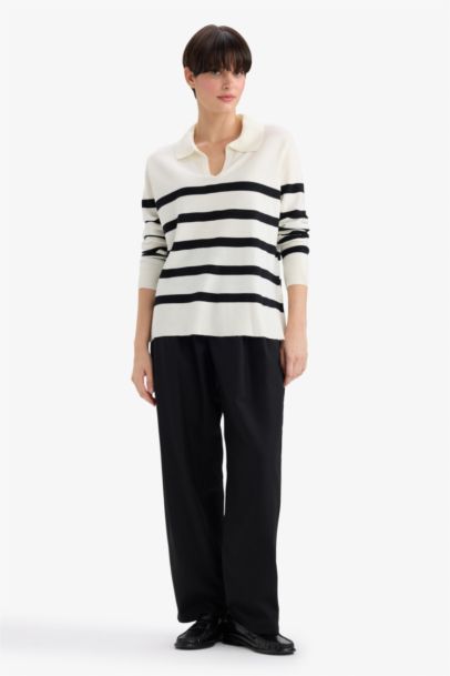 Pull col polo rayé Coupe régulière