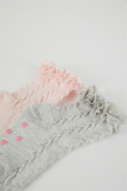 Kız Bebek Kaydırmaz Taban 2'li Pamuklu Uzun Çorap