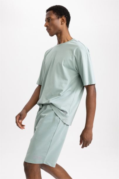 DeFactoFit Oversize Fit Crew Neck Printed Cotton T-Shirt