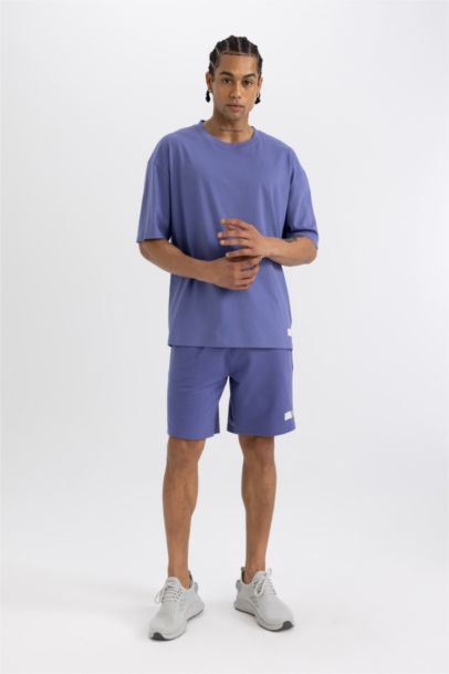 Slim Fit Dar Kesim Cepli Baskılı Sporcu Şort