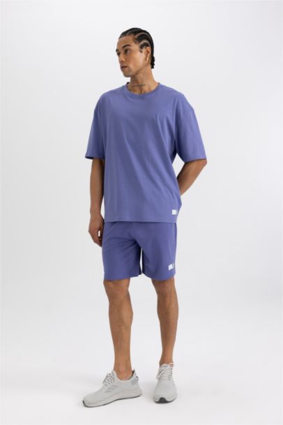 Slim Fit Dar Kesim Cepli Baskılı Sporcu Şort