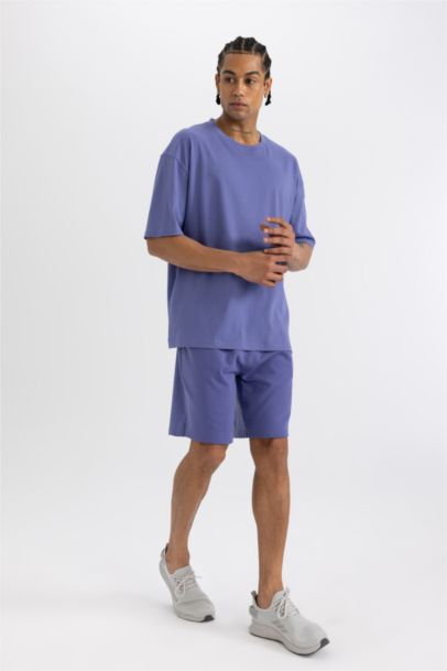 Slim Fit Dar Kesim Cepli Baskılı Sporcu Şort