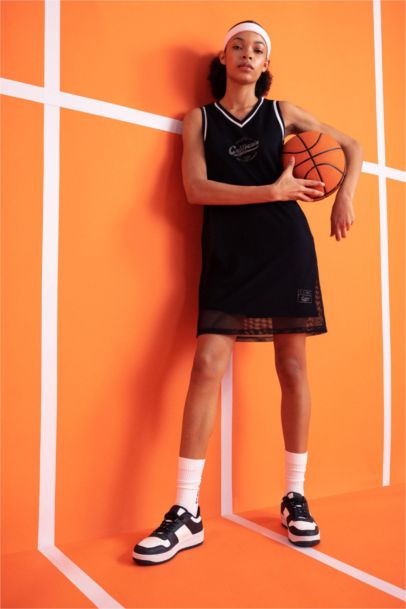 DeFactoFit V Yaka File Kolsuz Midi Elbise