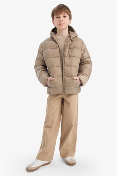 Boy Waterproof Hooded Zippered Puffer Jacket