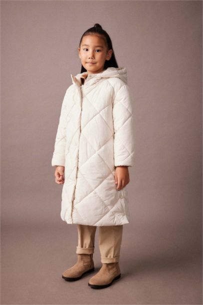 Girl Hooded Quilted Long Puffer Jacket