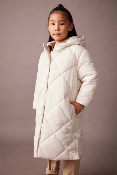 Girl Hooded Quilted Long Puffer Jacket
