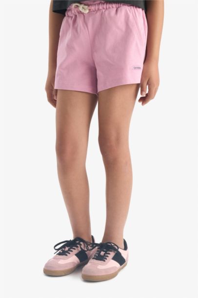 Beli Lastikli Baskılı Şort Kız Çocuk