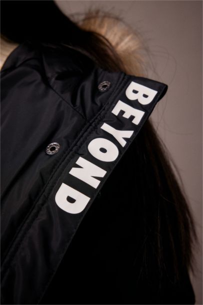 Girl Water Repellent Removable Fur Long Puffer Jacket