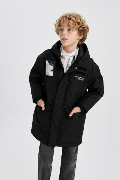 Boy Water Repellent Hooded Puffer Jacket