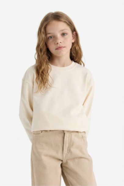 Sweatshirt basique à col rond Coupe décontractée pour fille