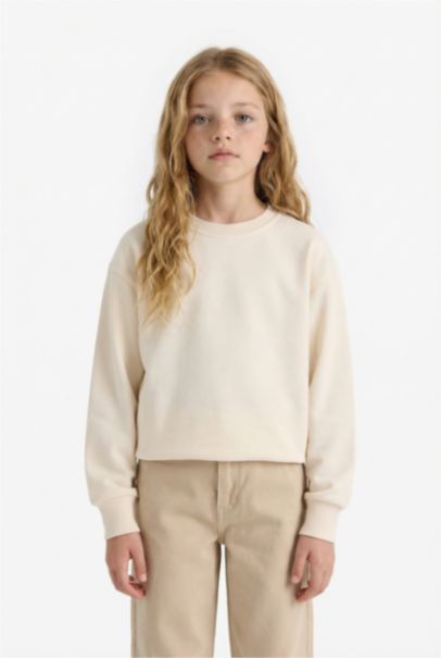 Sweatshirt basique à col rond Coupe décontractée pour fille