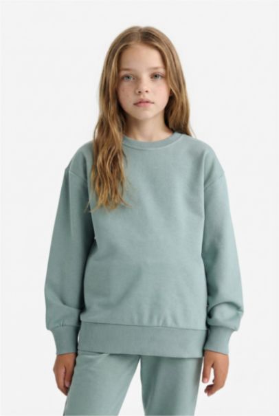 Sweatshirt basique à col rond Coupe décontractée pour fille