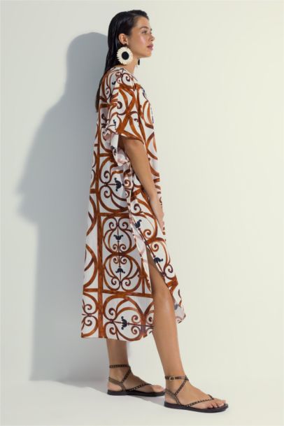 Nefes İstanbul X DeFacto Patterned Cotton Long Kimono