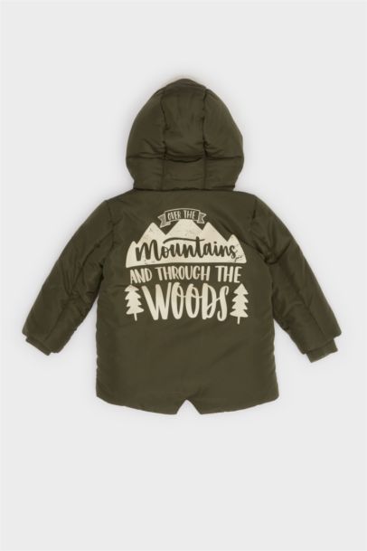 Su Geçirmez Kapüşonlu Pelüş Astar Fermuarlı Mont Erkek Bebek