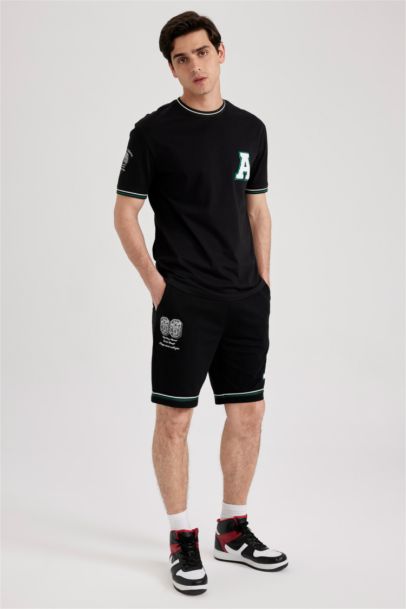 Regular Fit Sweatshirt Fabric Shorts
