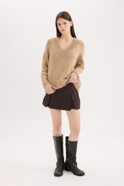 Oversize Fit V-Neck Knitwear Pullover