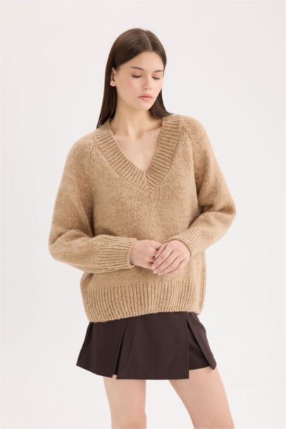 Oversize Fit V-Neck Knitwear Pullover