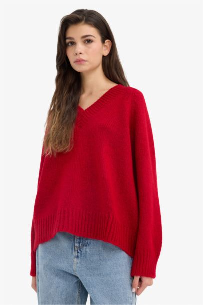 بلوفر اوفر سايز بياقة V