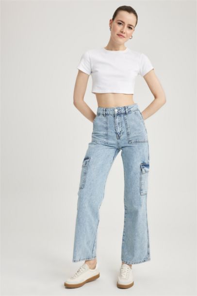 90 Wide Leg Cargo Pocket Jean Cotton Trousers