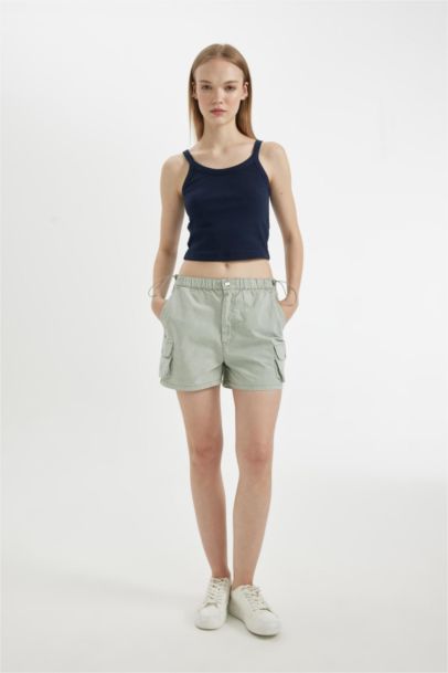 Regular Fit Regular Waist Short Leg Gabardine Shorts