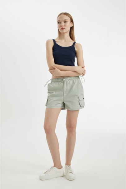 Regular Fit Regular Waist Short Leg Gabardine Shorts