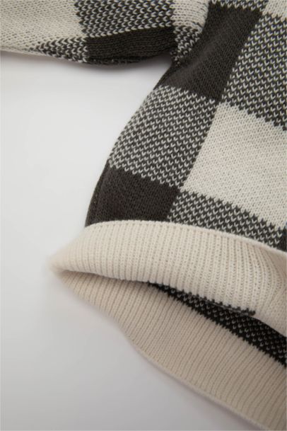 Baby Boy V Neck Plaid Cardigan