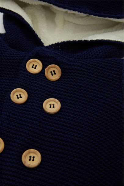 Baby Boy Blue Fleece Inside Thick Knitwear Cardigan