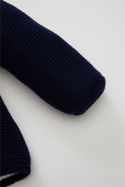 Baby Boy Blue Fleece Inside Thick Knitwear Cardigan