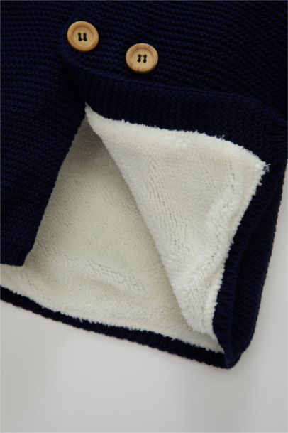 Baby Boy Blue Fleece Inside Thick Knitwear Cardigan