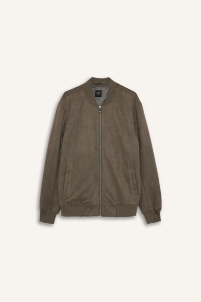 جاكيت بومبر شمواه سليم فيت مبطن وياقة كوليج