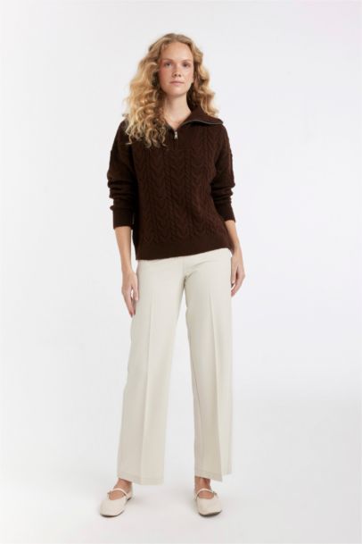 Pull en Tricot Oversize à col montant zippé