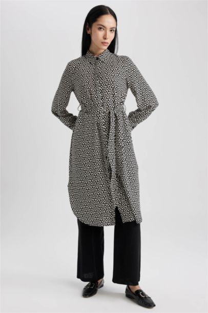 Tunique Coupe Régulière Imprimé à Manches Longues