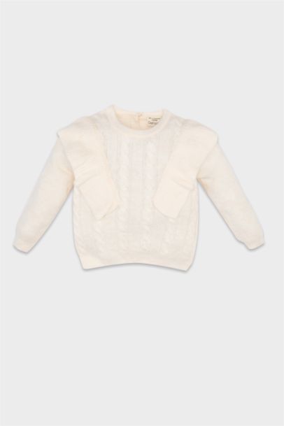 Pull en tricot à col rond Coupe régulière pour bébé fille