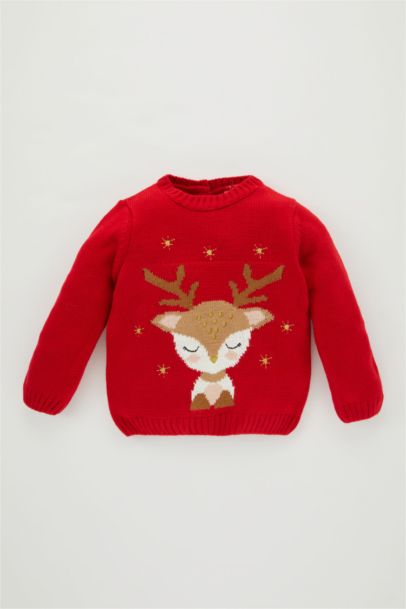 بلوفر بناتي قصة عادية برقبة مستديرة