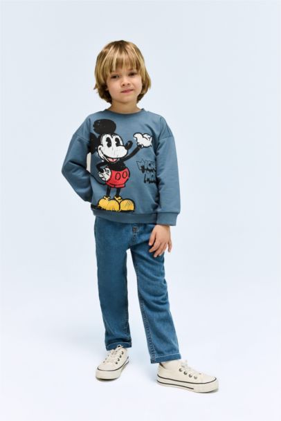 Pantalon Jean droit à taille élastique pour bébé garçon